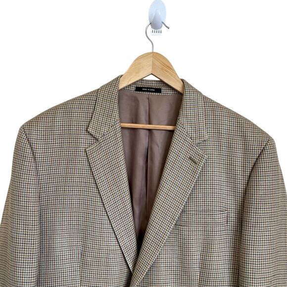 Ralph Lauren Chaps Silk Mens Blazer Size 44L Houndstooth 2 Button Sport Coat - Picture 4 of 13